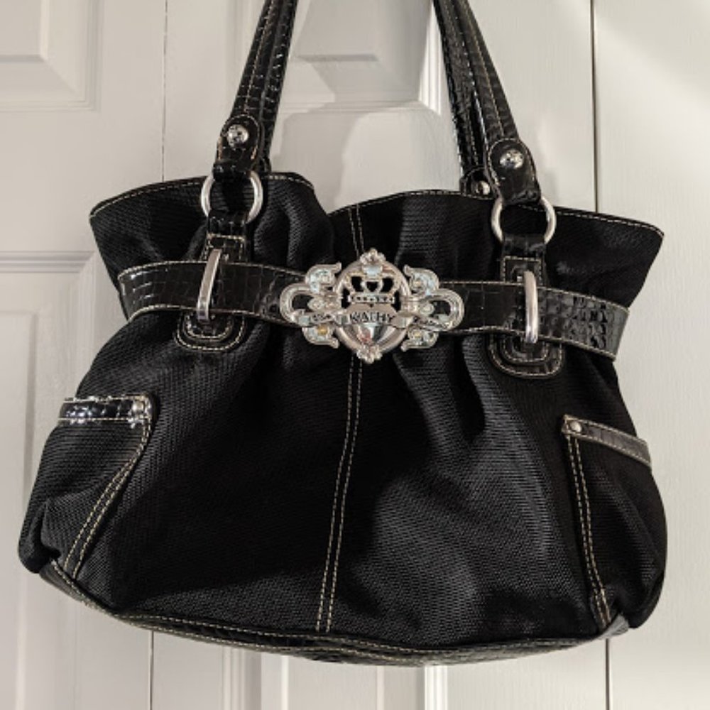 Kathy Van Zeeland Vinyl and Canvas Shoulder Bag